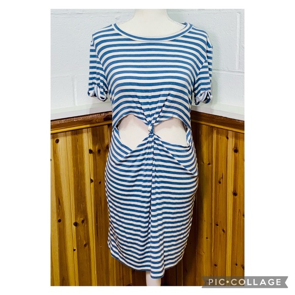 Pac Sun LA Hearts Blue and White Cut Out Dress Size Large - Picture 2 of 5